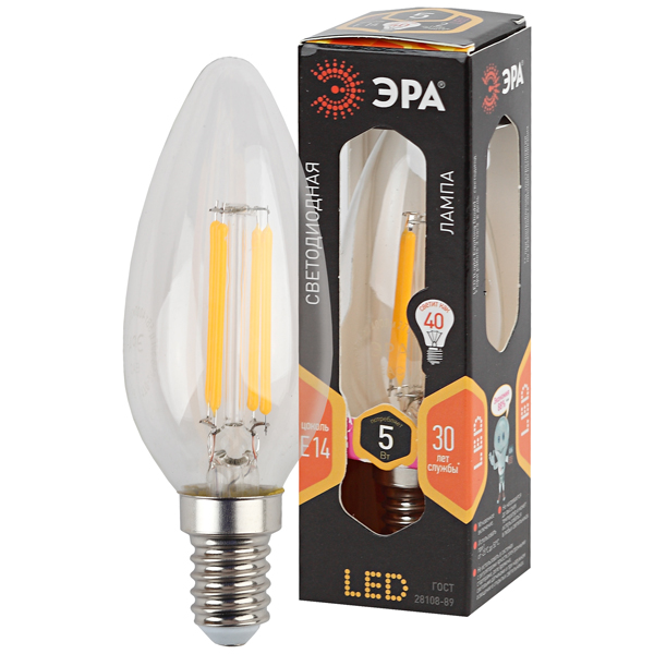 Лампа светодиодная ЭРА F-LED B35-5w-827-E14