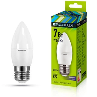 Лампочка Ergolux LED-C35-7W-E27-6K