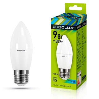 Лампочка Ergolux LED-C35-9W-E27-4K