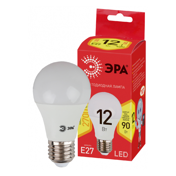 Лампа светодиодная ЭРА ECO LED A60-12W-827-E27