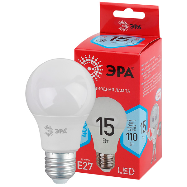 Лампа светодиодная ЭРА LED A60-15W-840-E27 R
