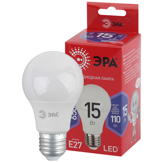 Лампа светодиодная ЭРА LED A60-15W-865-E27 R