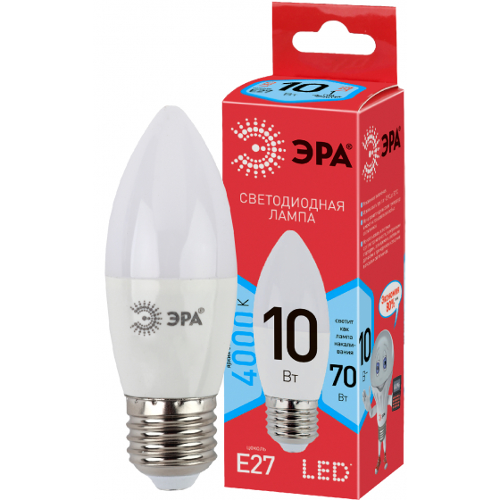 Лампа светодиодная ЭРА ECO LED B35-10W-840-E27