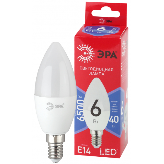 Лампа светодиодная ЭРА LED B35-6W-865-E14 R