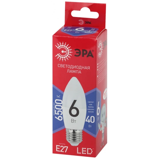 Лампа светодиодная ЭРА LED B35-6W-865-E27 R - фото 4