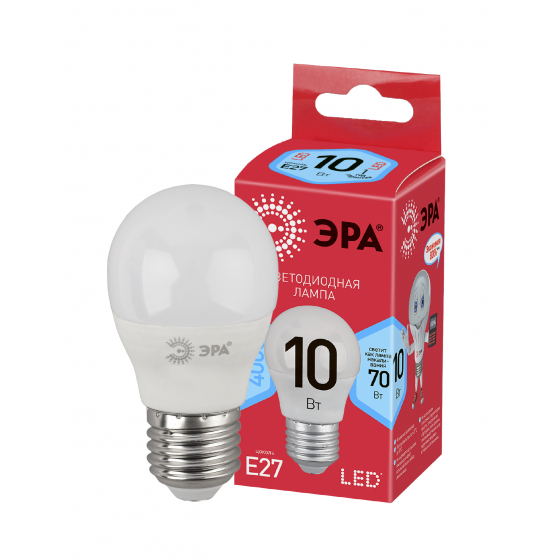 Лампа светодиодная ЭРА ECO LED P45-10W-840-E27