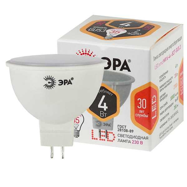 Лампа светодиодная ЭРА  Eco LED MR16-4W-827-GU5.3