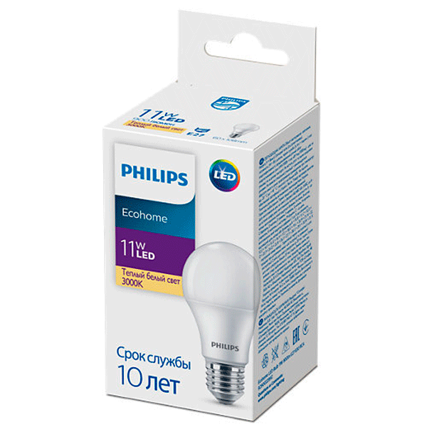 LED лампа Philips Ecohome LED Bulb 11W (E27 830 RCA)