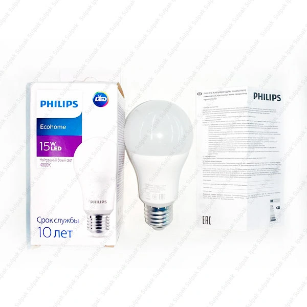LED лампа Philips Ecohome LED Bulb 15W 1450lm E27 840 RCA - фото 3