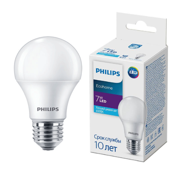 LED лампа Philips Ecohome LED Bulb 7W 540lm E27 865 RCA