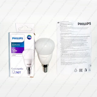 LED лампа Philips EcohomeLEDLustre 5W 500lm E14 840P45NDFR