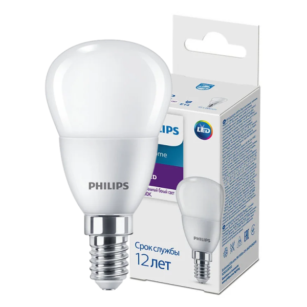 LED лампа Philips EcohomeLEDLustre 5W 500lm E14 840P45NDFR