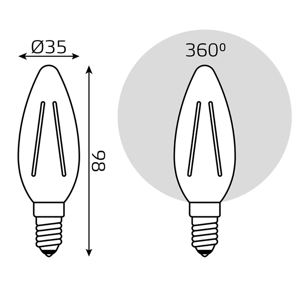 LED лампа Gauss Filament Свеча 7W E14 550 lm 2700K (3 шт в упак.) 103901107T