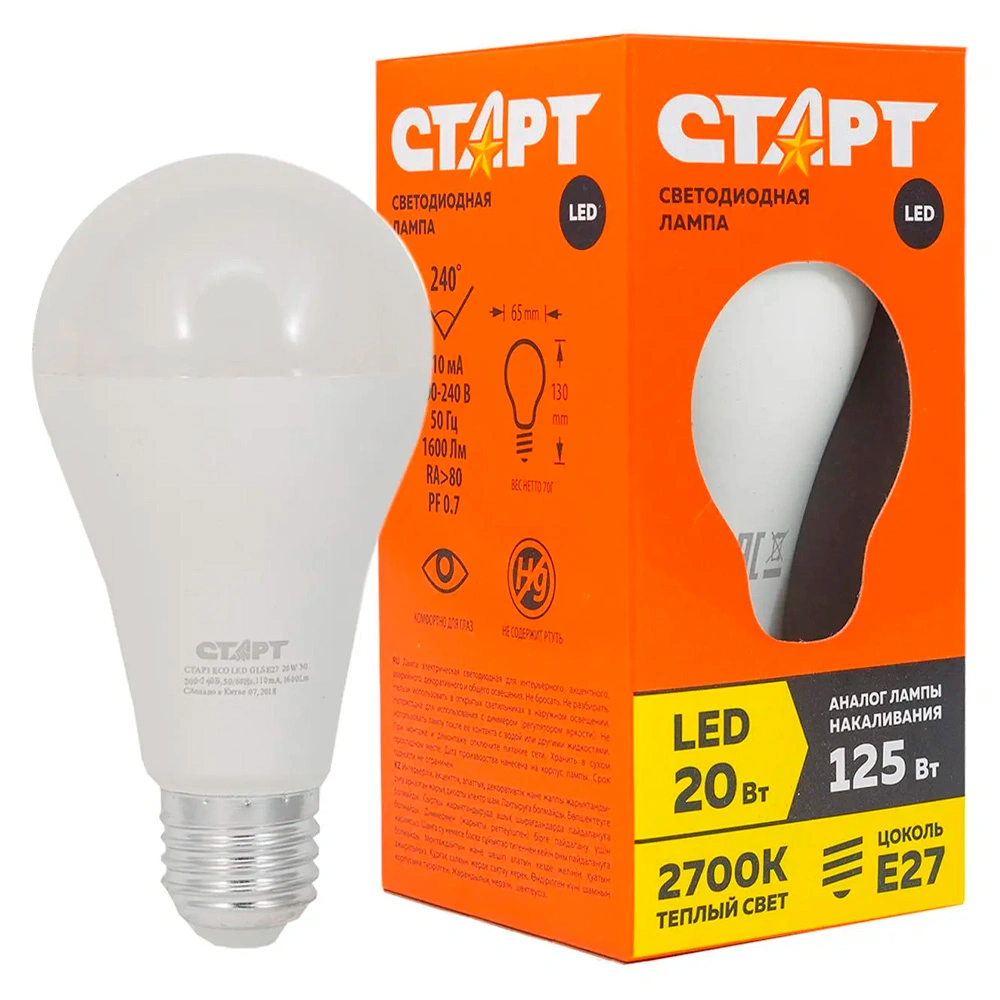 Лампа светодиодная СТАРТ LED GLS E27 20W 30