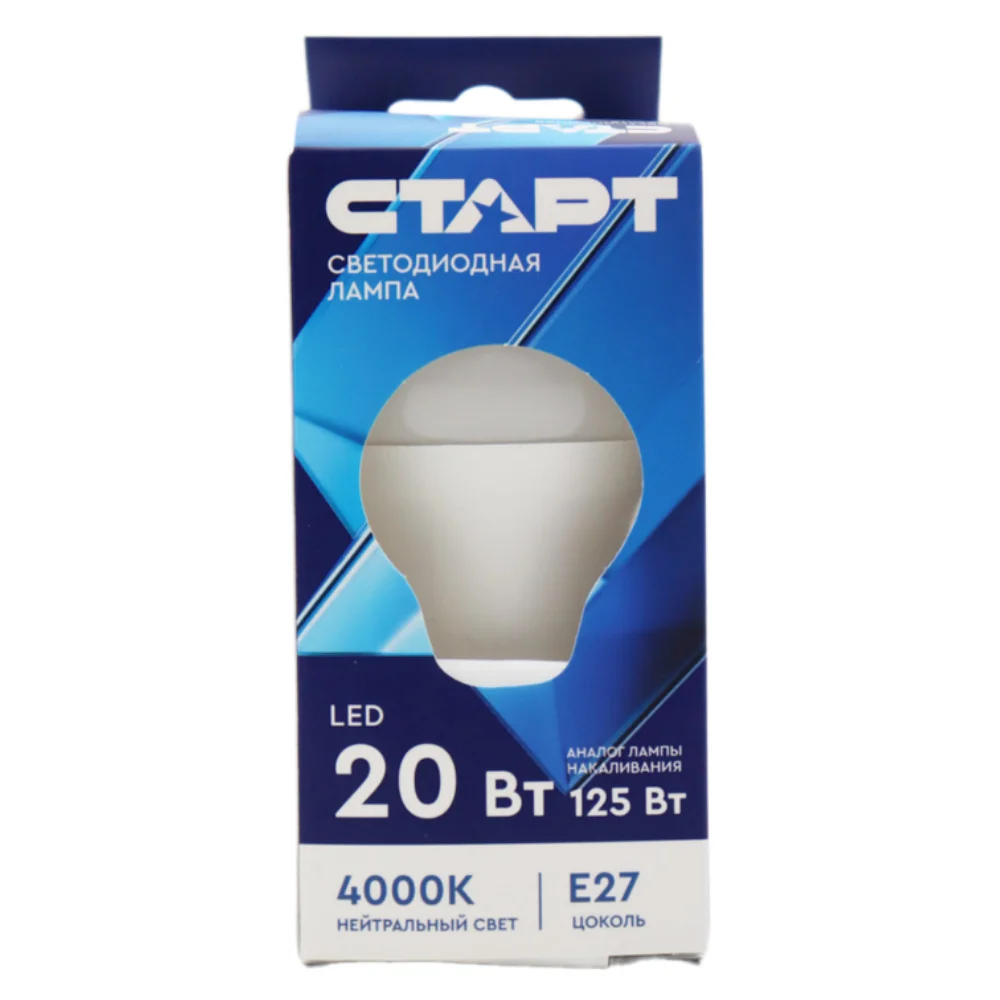 СТАРТ жарықдиодты шамы LED GLS E27 20W 40, суық
