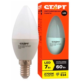 Лампа светодиодная СТАРТ LEDCandle E14 7W30, теплый