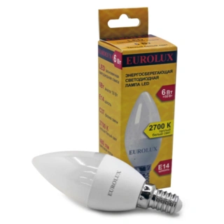 Лампа светодиодная Eurolux LL-E-C37-5W-230-2,7K-E14