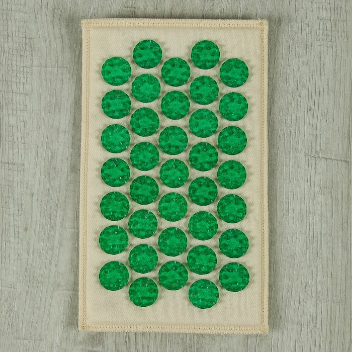 Массажёр-аппликатор «Тибетский», на мягкой подложке, для чувствительной кожи, цвет зелёный 