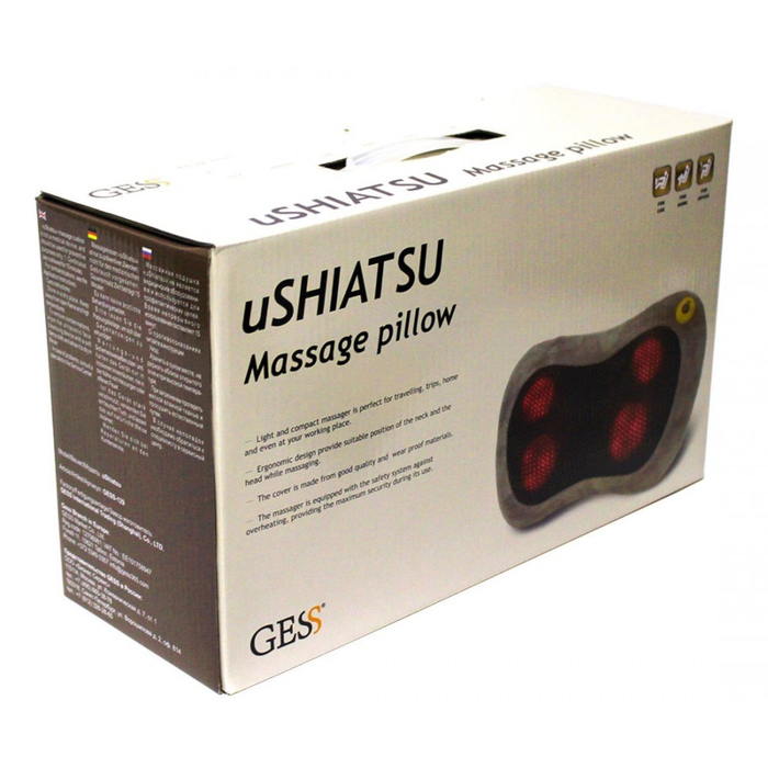Массажная подушка для шеи GESS-129 uShiatsu, 30 Вт, 4 головки 