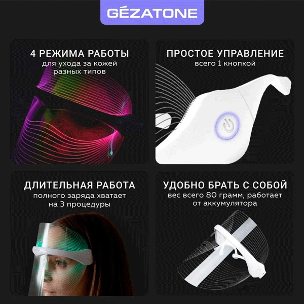 LED маска Gezatone m1030 - фото 5