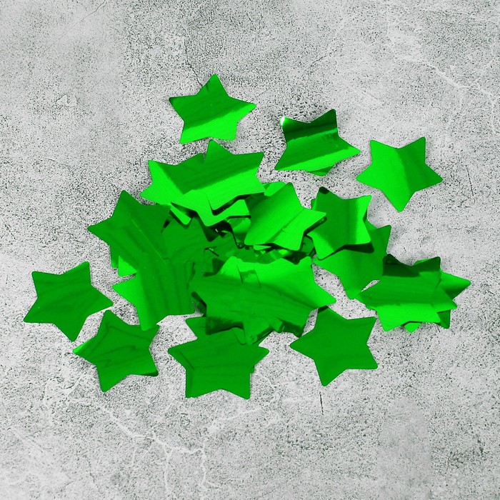 Наполнитель для шара «Конфетти звезда», 3 см, фольга, 500 г, цвет зелёный 