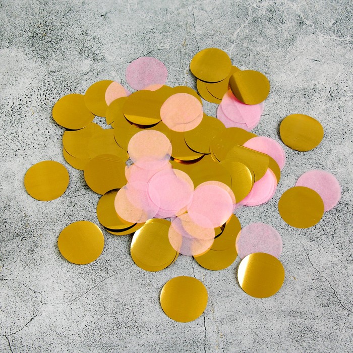 Наполнитель для шара Круг розовый, золото 3 см, набор 9 штук 