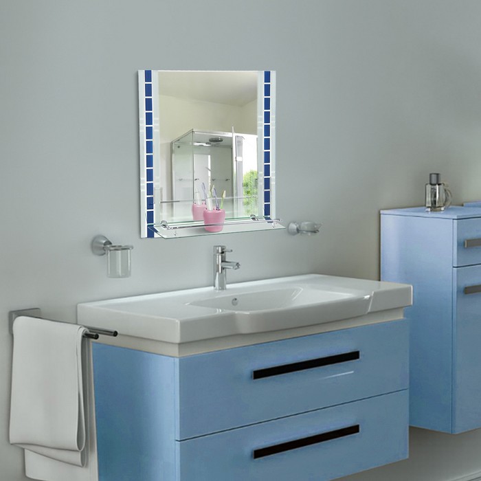 Зеркало в ванную комнату 60×45 см "Ассоona А615", 1 полка 