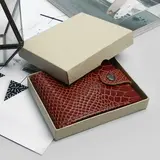 Портмоне мужское, отдел, для карт, для монет, питон, цвет светло-коричневый  - фото 4
