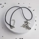 Кулон на шнурке "Дракон" суровый, цвет чернёное серебро на чёрном шнурке, 42 см 
