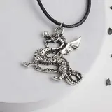 Кулон на шнурке "Дракон" суровый, цвет чернёное серебро на чёрном шнурке, 42 см  - фото 2