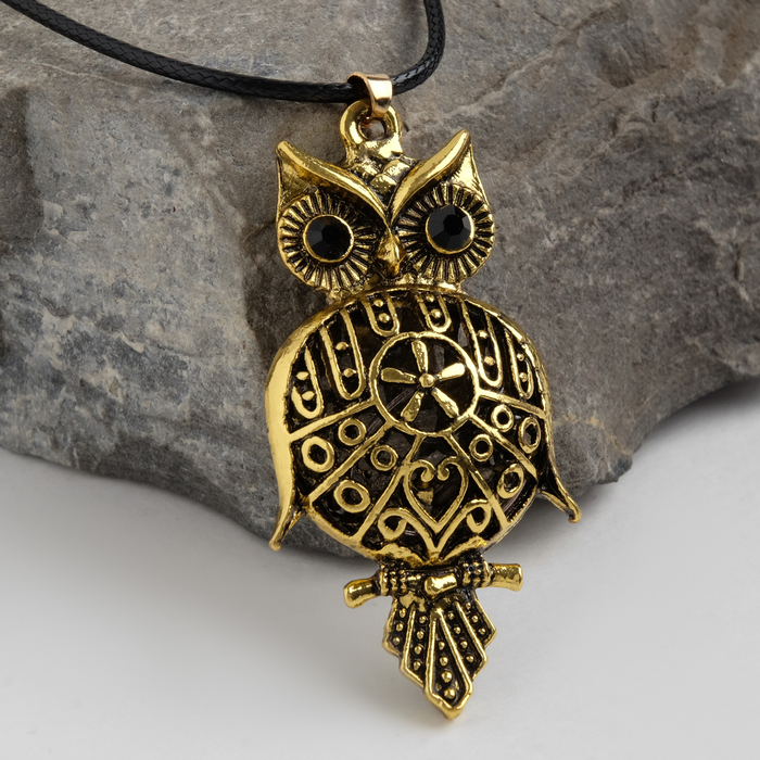 Кулон "Сова-Филин", art, цвет чернёное золото, 90 см 