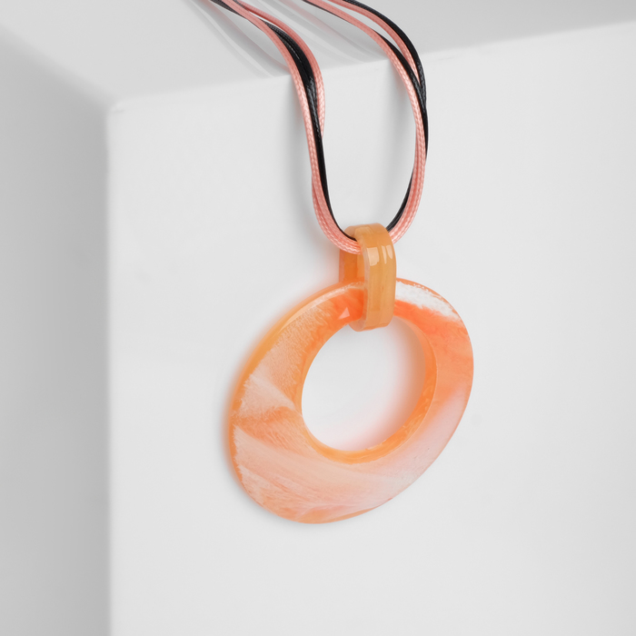 Кулон на шнурке "Комо" кольцо, цвет бело-оранжевый, 70см 