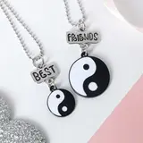 Кулон "Неразлучники" инь-янь, цвет чёрно-белый в чернёном серебре, 45см 