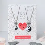 Кулон "Неразлучники" инь-янь, цвет чёрно-белый в чернёном серебре, 45см  - фото 2