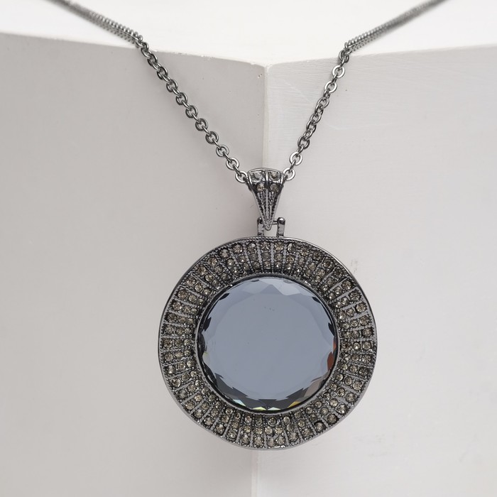 Кулон "Империя" круг, цвет серый в сером металле, 65 см 