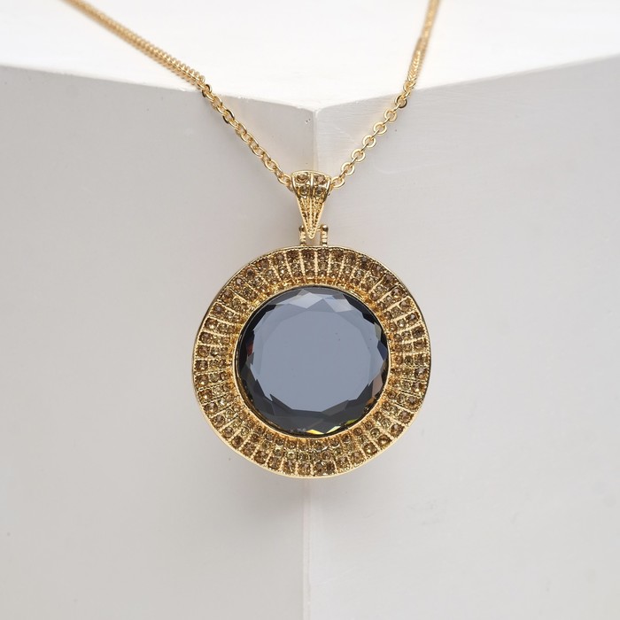 Кулон "Империя" круг, цвет серый в золоте, 65 см 