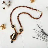 Кулон ручная работа, деревянный "Веер", цветной 