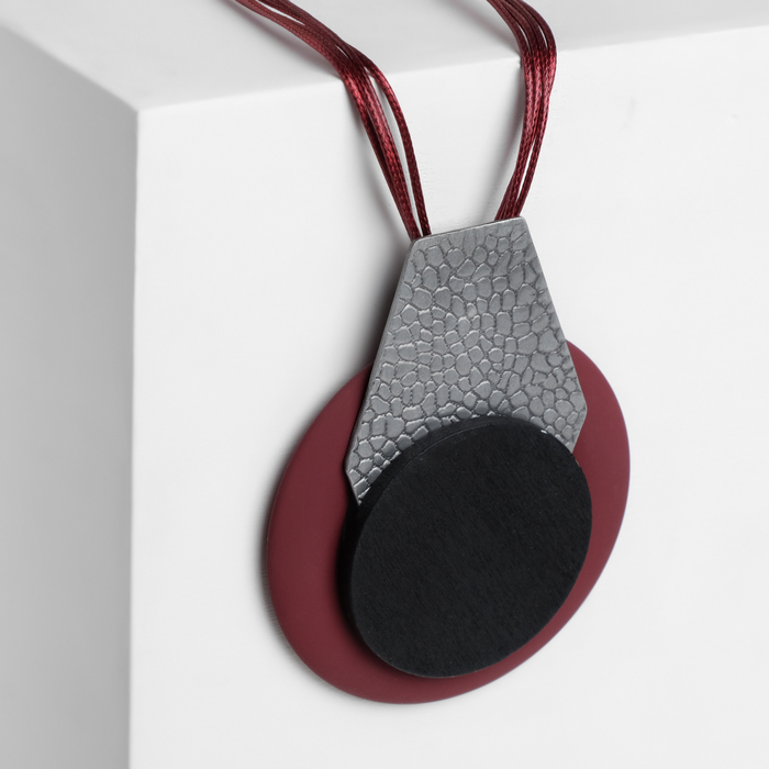 Кулон на шнурке "Алхимия" диски, цвет чёрно-серый в бордовом, 60см 