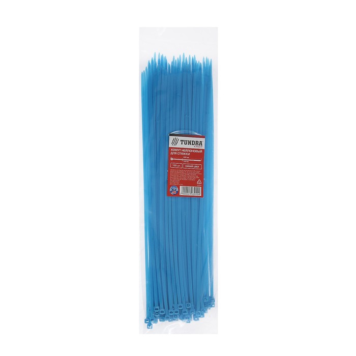 Хомут нейлоновый TUNDRA krep, для стяжки, 3.6х300 мм, цвет синий, в упаковке 100 шт. 