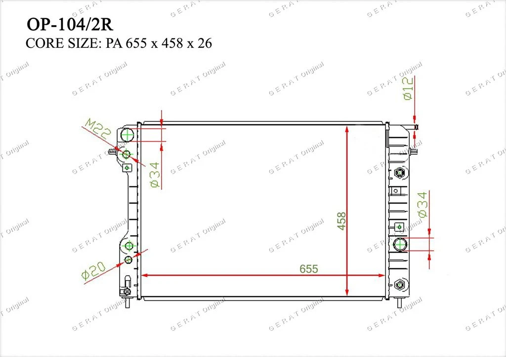 Радиатор основной Gerat OP-104/2R - фото 3