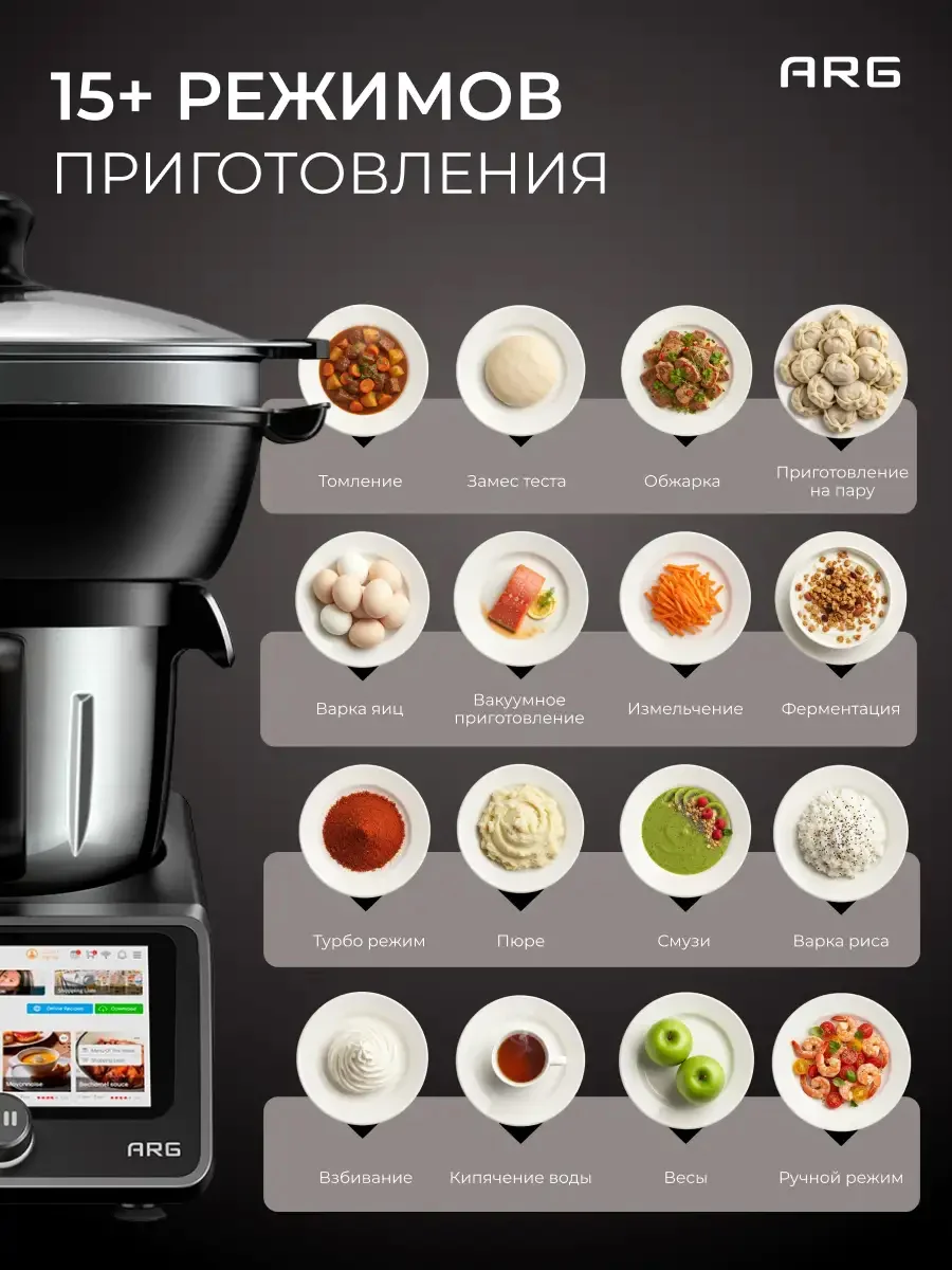 Комплект Кухонный робот ARG Cook+ CR-1 + Погружной блендер ARG HB-6010  - фото 4