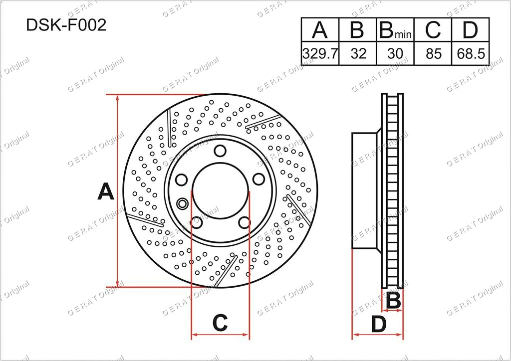 Тормозные диски Gerat DSK-F002 (передние)