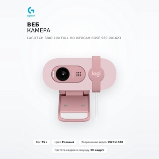 Веб камера Logitech Brio 100 Full HD Webcam Rose 960-001623 - фото 2