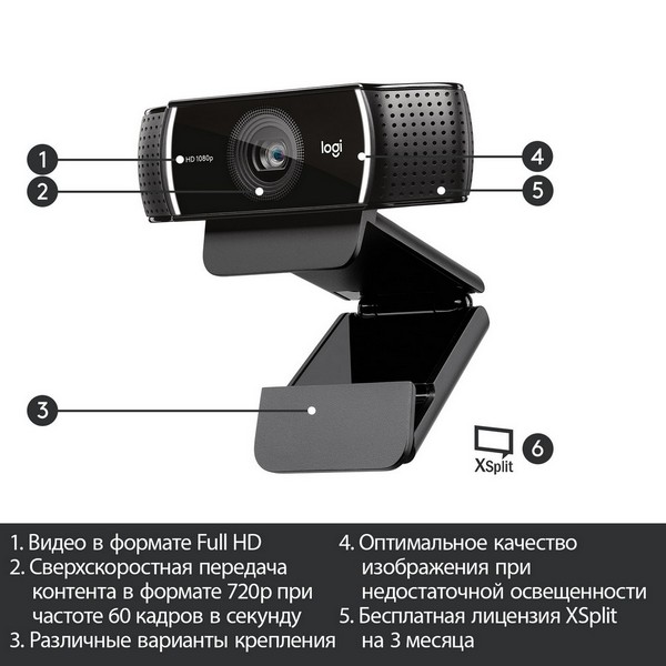 Logitech веб-камерасы C922 Pro Stream Webcam (960-001088)