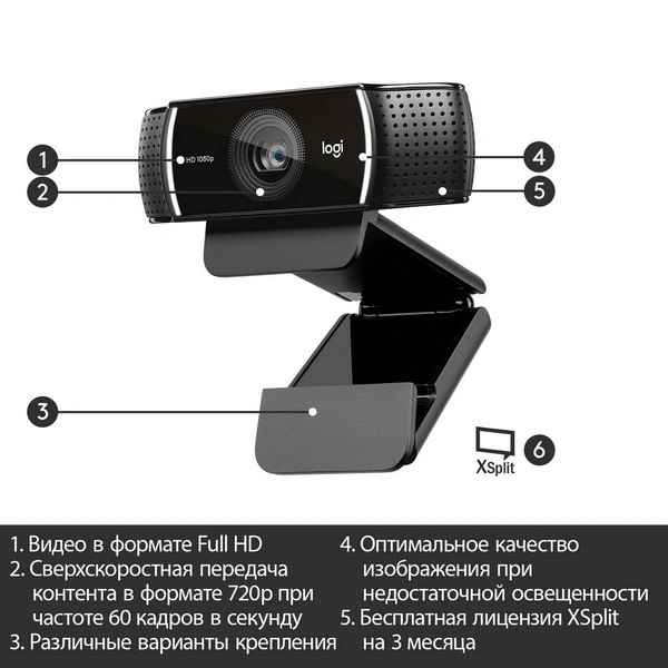 Веб-камера Logitech C922 Pro Stream Webcam (960-001088) - фото 11