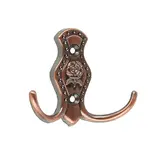 Крючок мебельный, КМ214AC, двухрожковый, цвет медь 