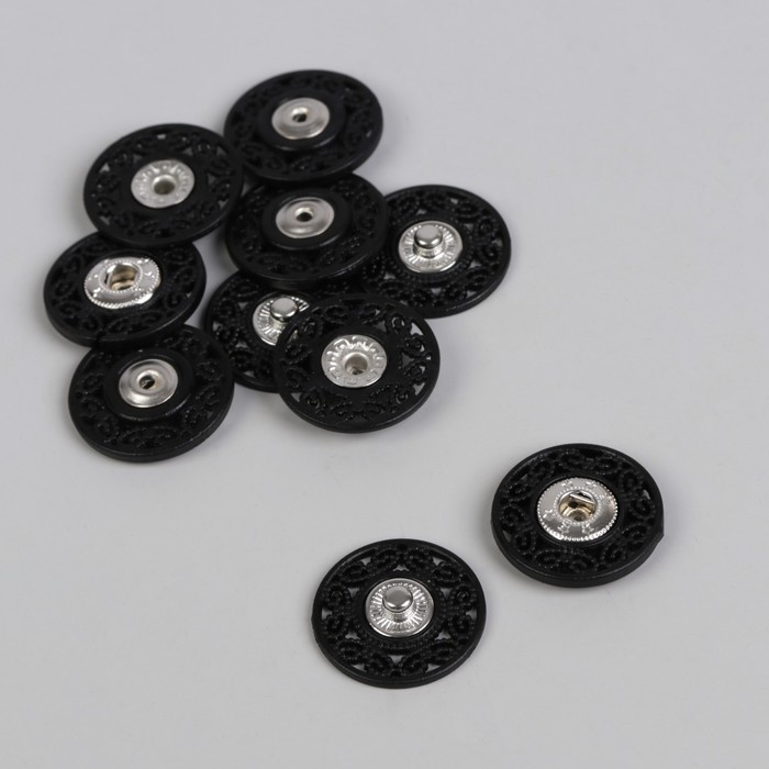 Кнопки пришивные декоративные, d = 21 мм, 5 шт, цвет чёрный 