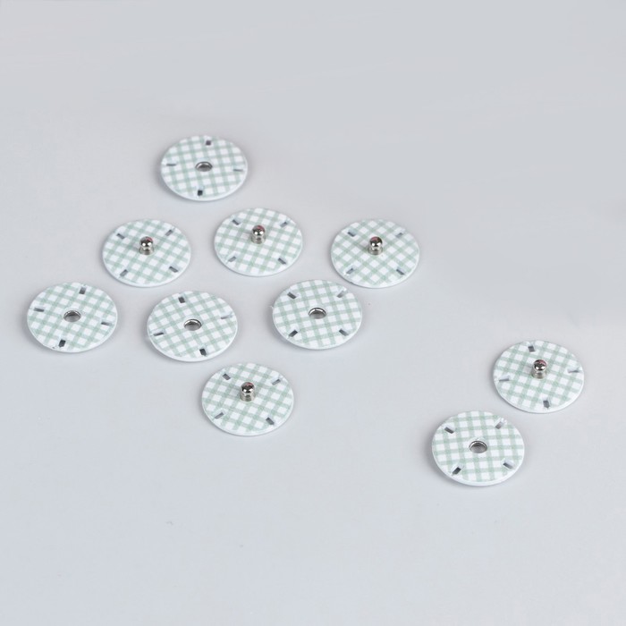 Кнопки пришивные декоративные «Клетка», d = 18 мм, 5 шт, цвет белый 
