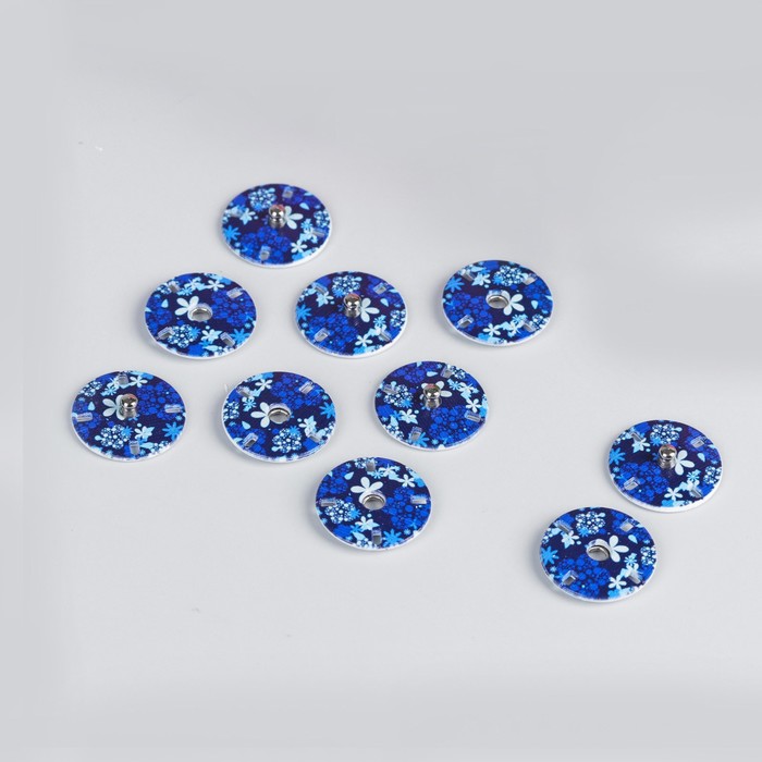 Кнопки пришивные декоративные «Цветы», d = 18 мм, 5 шт, цвет синий 