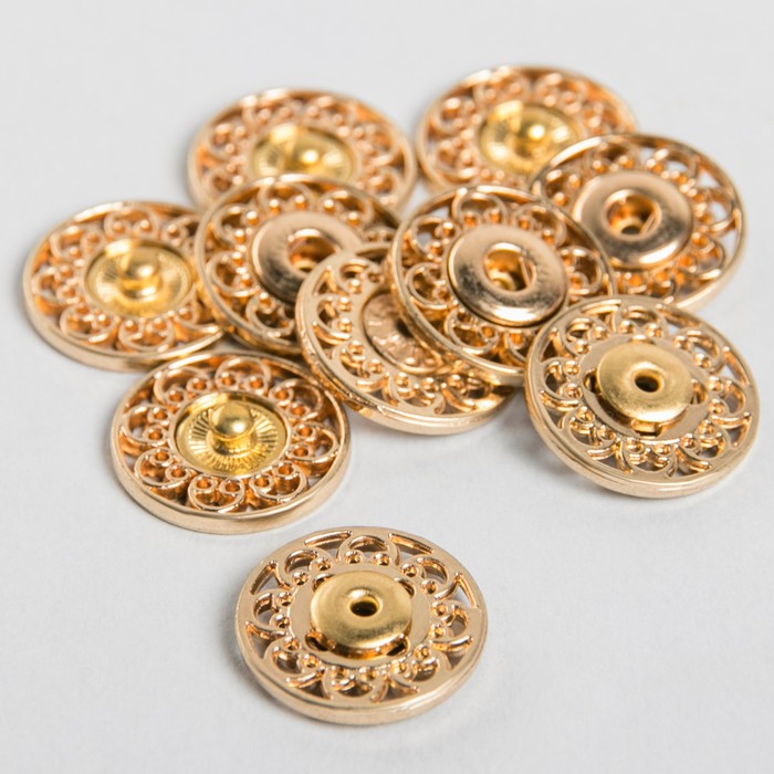 Кнопки пришивные декоративные, d = 21 мм, 5 шт, цвет золотой 